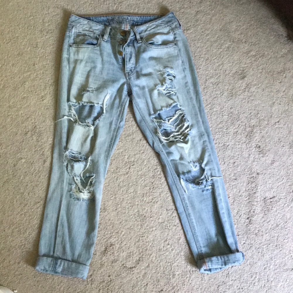 Blue ripped tomgirl/boyfriend jeans